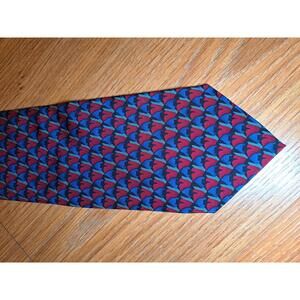 VINTAGE Jerry Garcia Silk Tie Red Blue Art Made in Korea